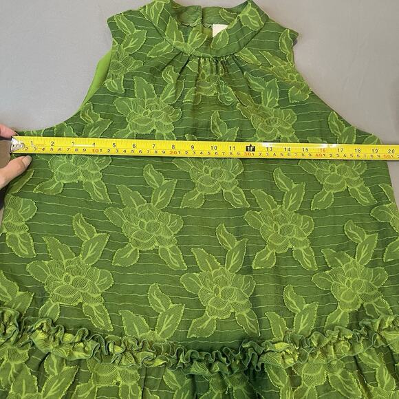 Anthropologie Maeve Savannah Swing Floral Lime Green Blouse Size 6 - Picture 6 of 11